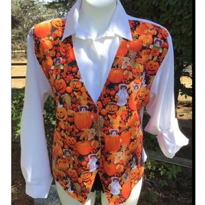 Vintage Halloween Button Down Shirt With Vest
